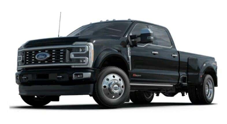 A black 2023 Ford F-450 Super Duty Limited is angled left.