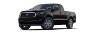 A black 2023 Ford Ranger is angled left.
