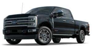 A black 2023 Ford Super Duty F-350 Limited is angled left.