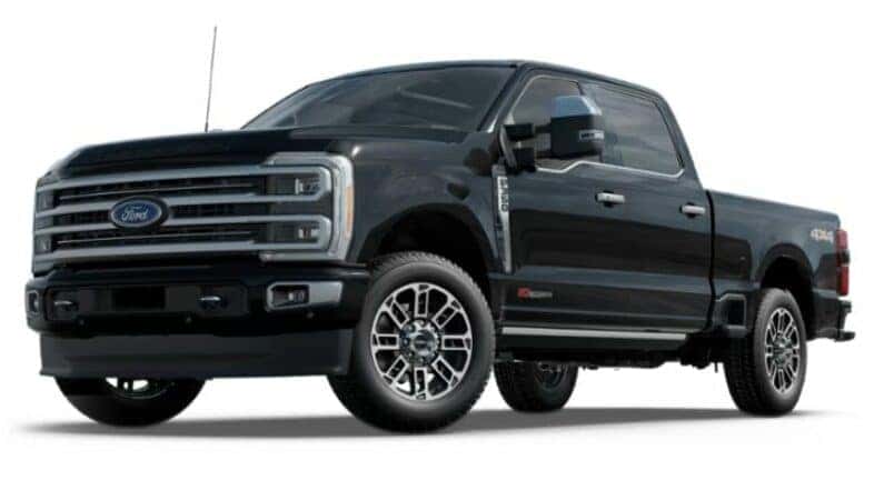 A black 2023 Ford Super Duty F-350 Limited is angled left.