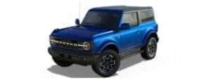 A blue 2023 Ford Bronco Outer Banks is angled left.