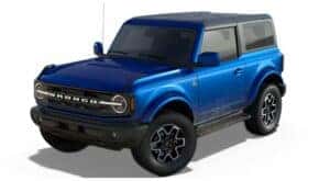 A blue 2023 Ford Bronco Outer Banks is angled left.