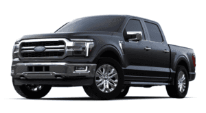 A black 2024 Ford F-150 is shown angled left.