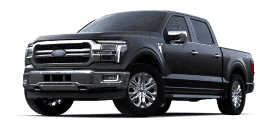 A black 2024 Ford F-150 is shown angled left.
