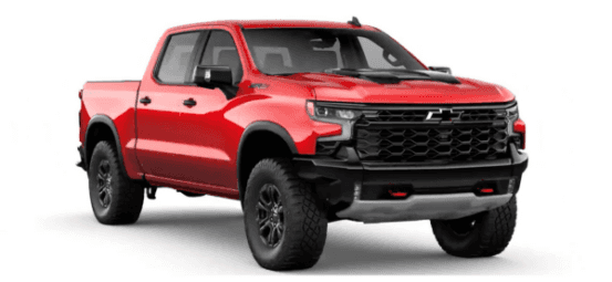 A red 2024 Chevy Silverado 1500 ZR2 is shown angled right.