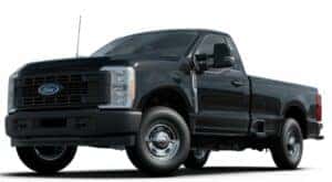 A black 2024 Ford F-250 is angled left.