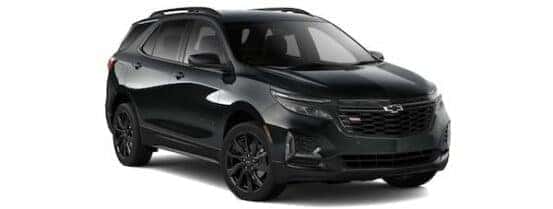 A black 2024 Chevy Equinox RS is shown angled right.