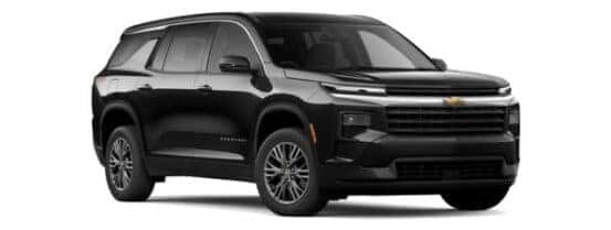 A black 2024 Chevy Traverse LS is angled right.