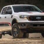 A white 2021 Ford Ranger Tremor is shown from the front at an angle.