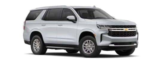A white 2024 Chevy Tahoe LS is angled right.