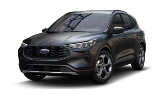 A dark grey 2025 Ford Escape ST-Line on a white background.