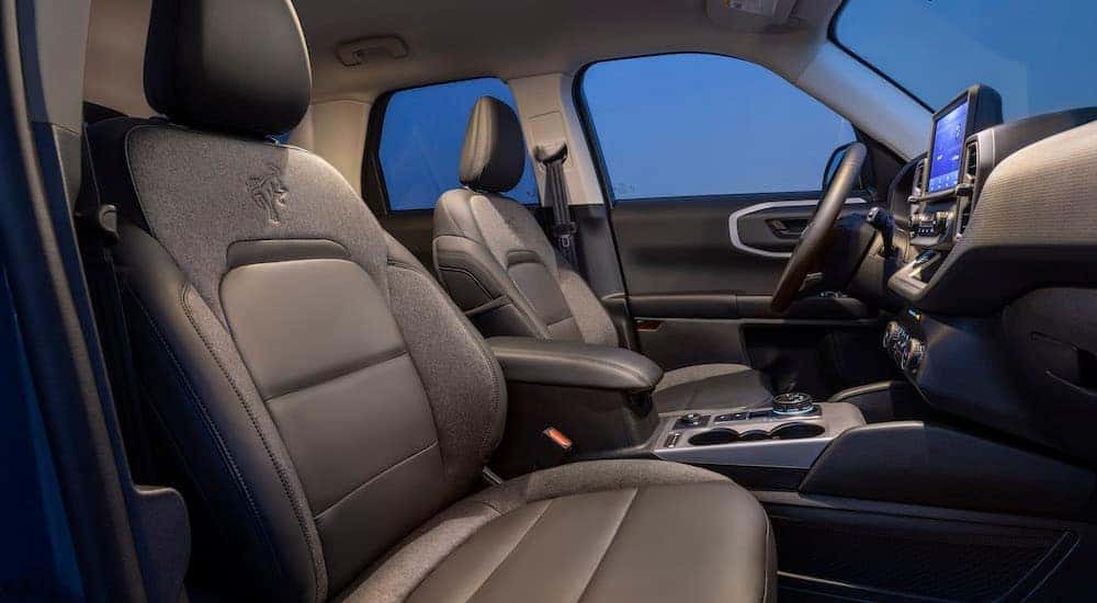 The interior of a 2022 Ford Bronco Sport for sale is shown from the passenger side.