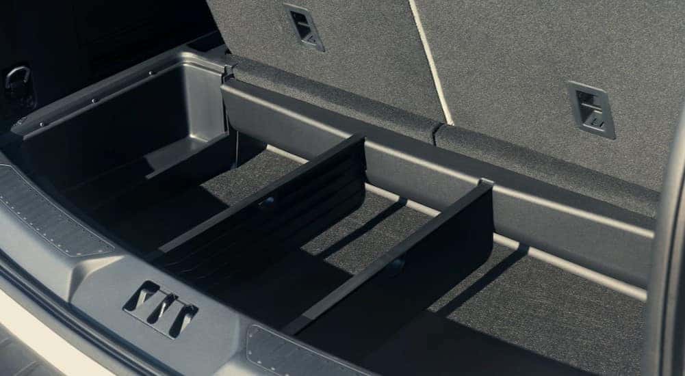 Cargo area storage is shown in a 2025 Ford Explorer Active.