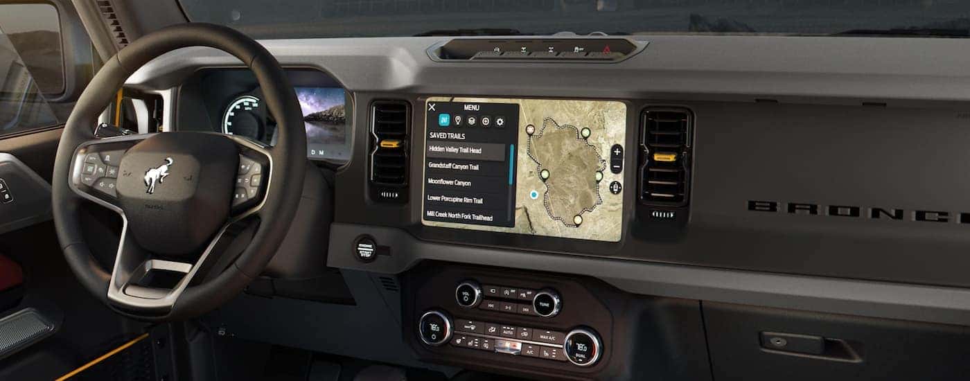 The black dash is shown in a 2021 Ford Bronco.