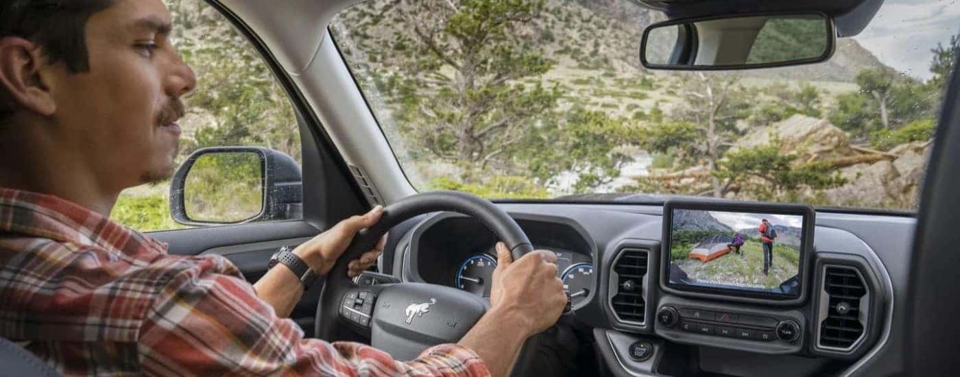 The gray dash is shown in a 2022 Ford Bronco Sport.