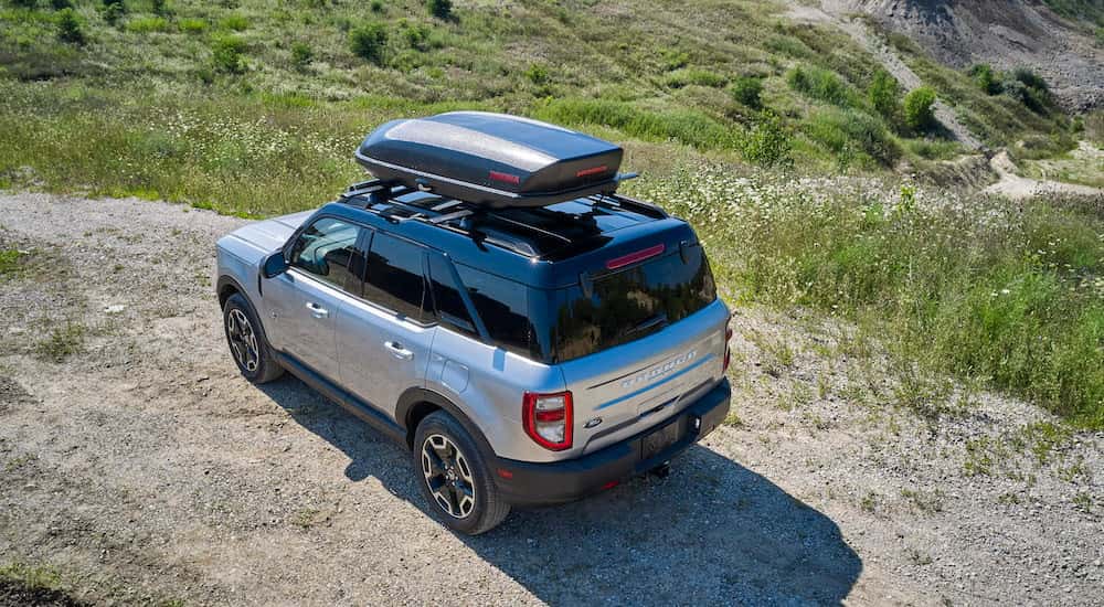 A silver 2025 Ford Bronco Sport off-road.