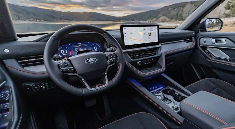 The black dash in a 2025 Ford Explorer.