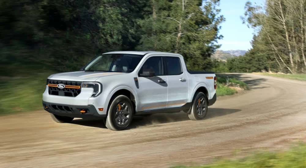 A grey 2025 Ford Maverick Tremor from the front at an angle.