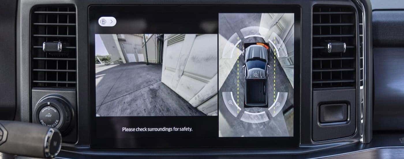 Close-up of an infotainment screen in a 2024 Ford F-350.