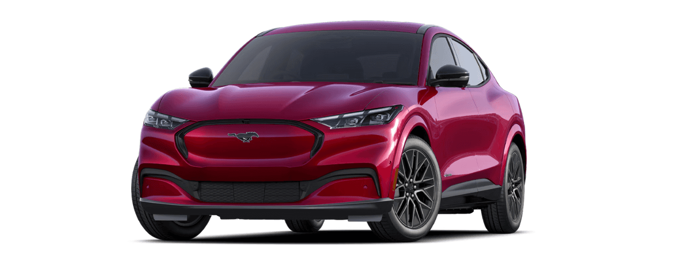 A red 2025 Ford Mustang Mach-E