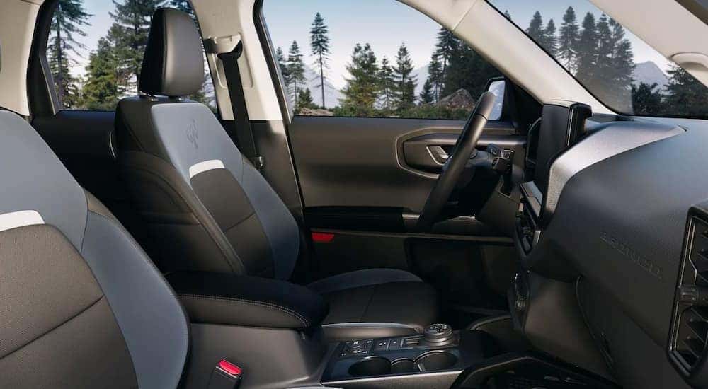 Blue and black interior of a 2025 Ford Bronco Sport