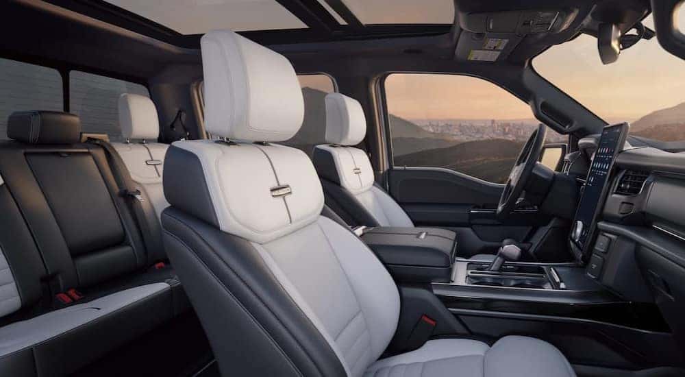 The multi-colored cabin in a 2025 Ford F-150 Lightning.