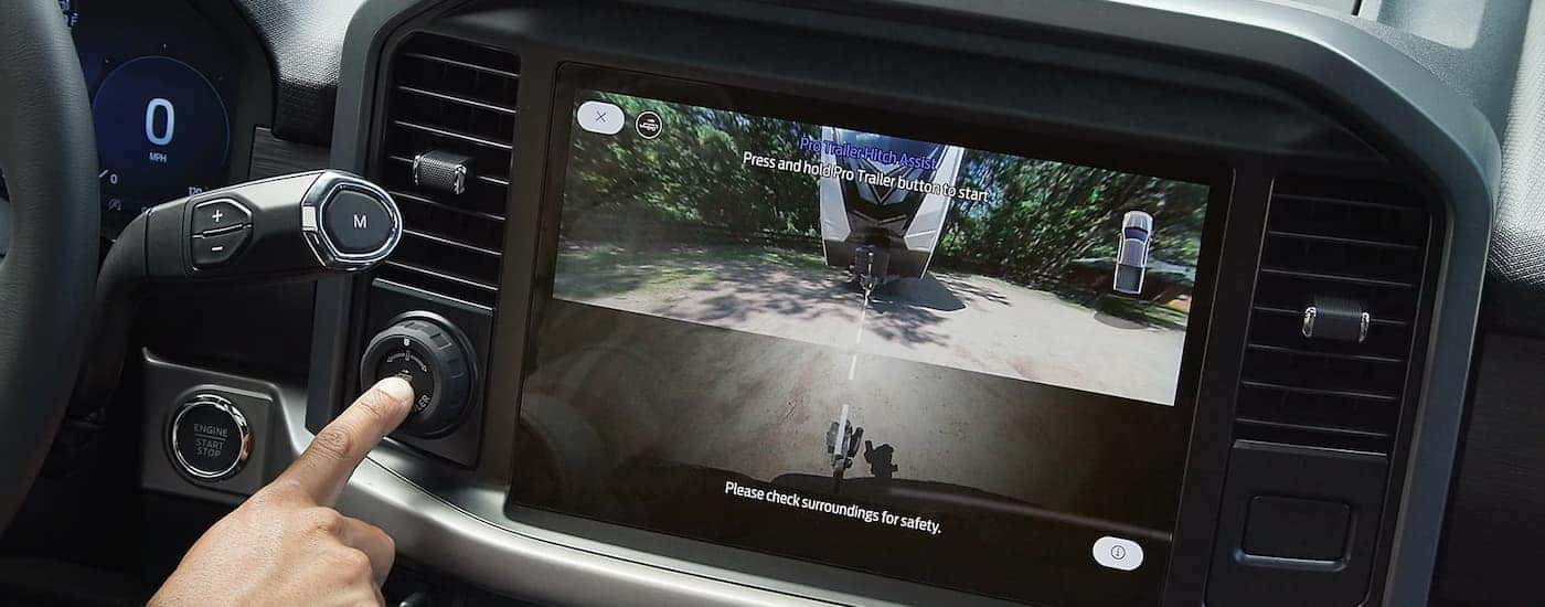 Close-up of an infotainment display in a 2025 Ford F-150 STX