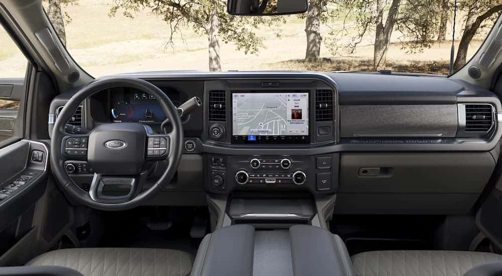 Infotainment and digital gauge cluster on a 2025 Ford F-250