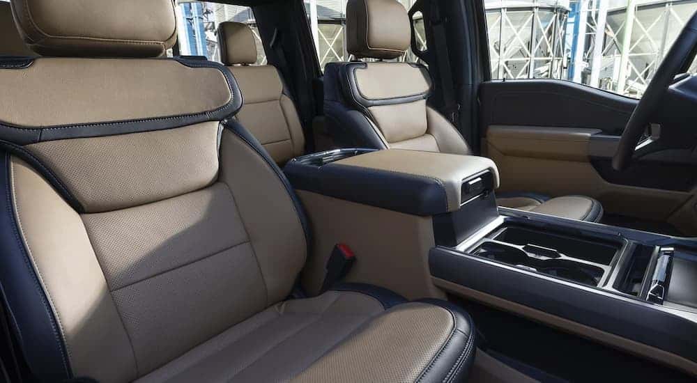 Black and tan leather interior in a 2025 Ford F-250 vs 2025 Ram 2500
