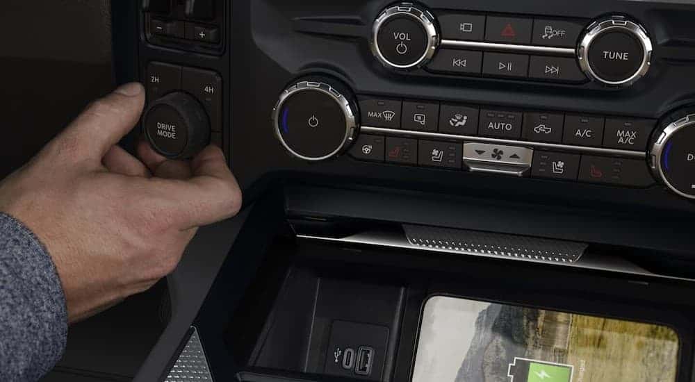 Close-up of the center dash in a 2025 Ford F‑250.