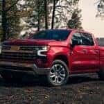 A red used 2023 Chevy Silverado 1500 Z71 parked off-road