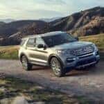 Silver 2020 Ford Explorer for sale near Schenectady driving off-road.