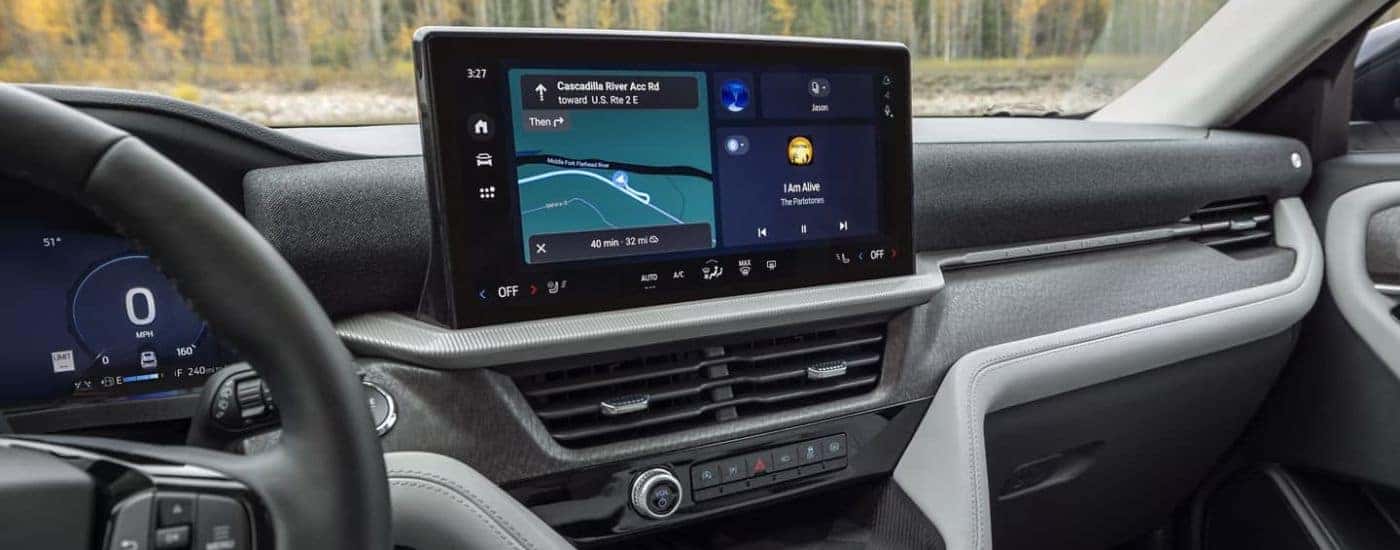 Infotainment display on a 2025 Ford Explorer for sale near Schenectady