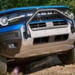 Blue 2025 Ford Bronco Sport for sale in Albany off-roading.