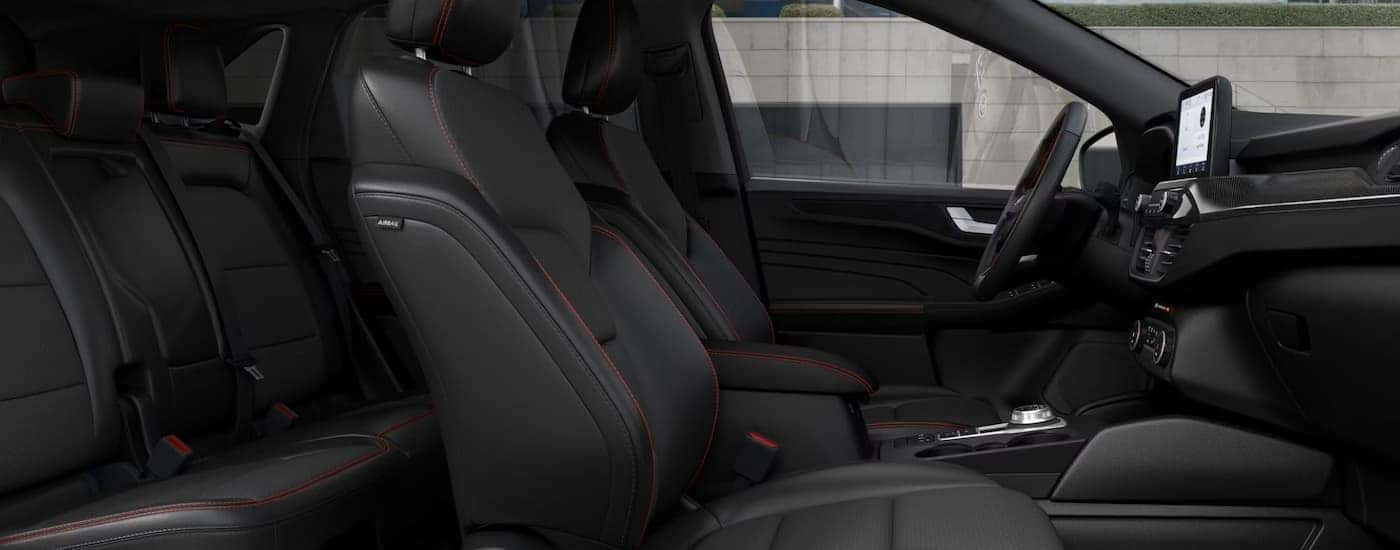 Black leather with red stitching seats on a 2025 Ford Escape