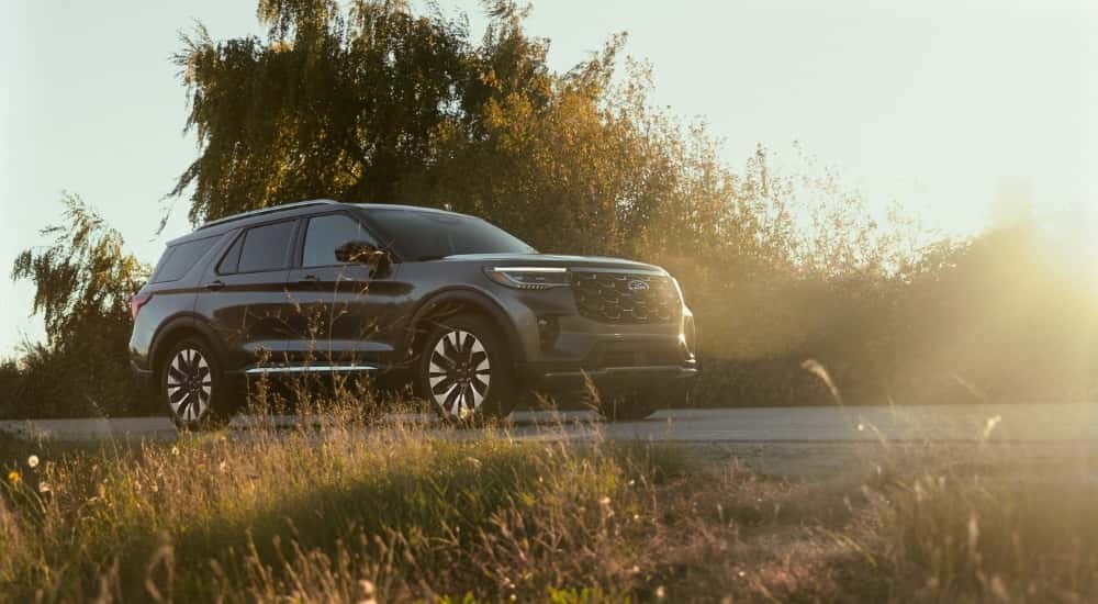 Black 2025 Ford Explorer for sale near Clifton Park on a test drive
