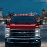 Red 2026 Ford F-450 head on