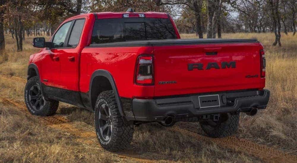 Red 2022 Ram 1500 parked off-road