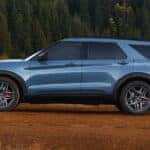 Blue 2026 Ford Explorer ST parked off-road