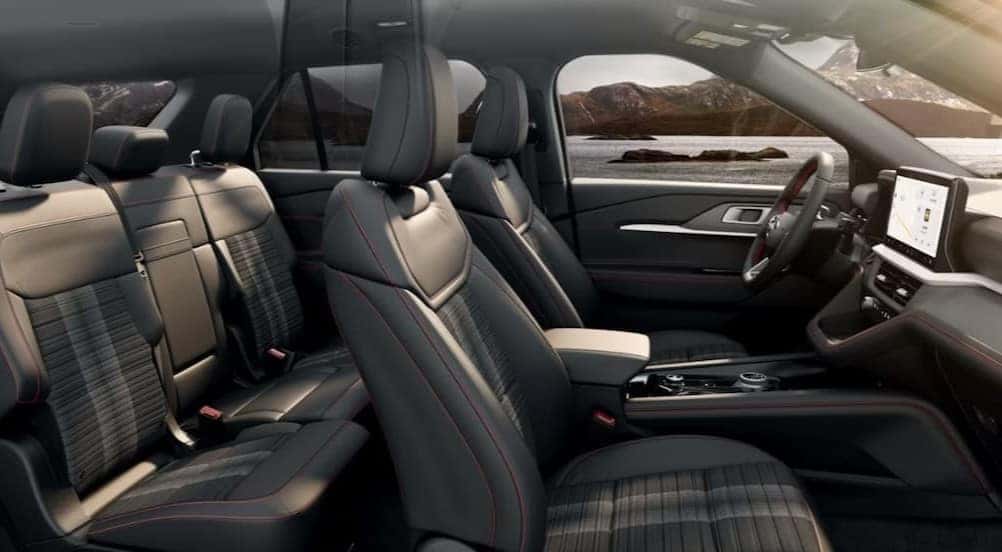The gray interior in a 2026 Ford Explorer.