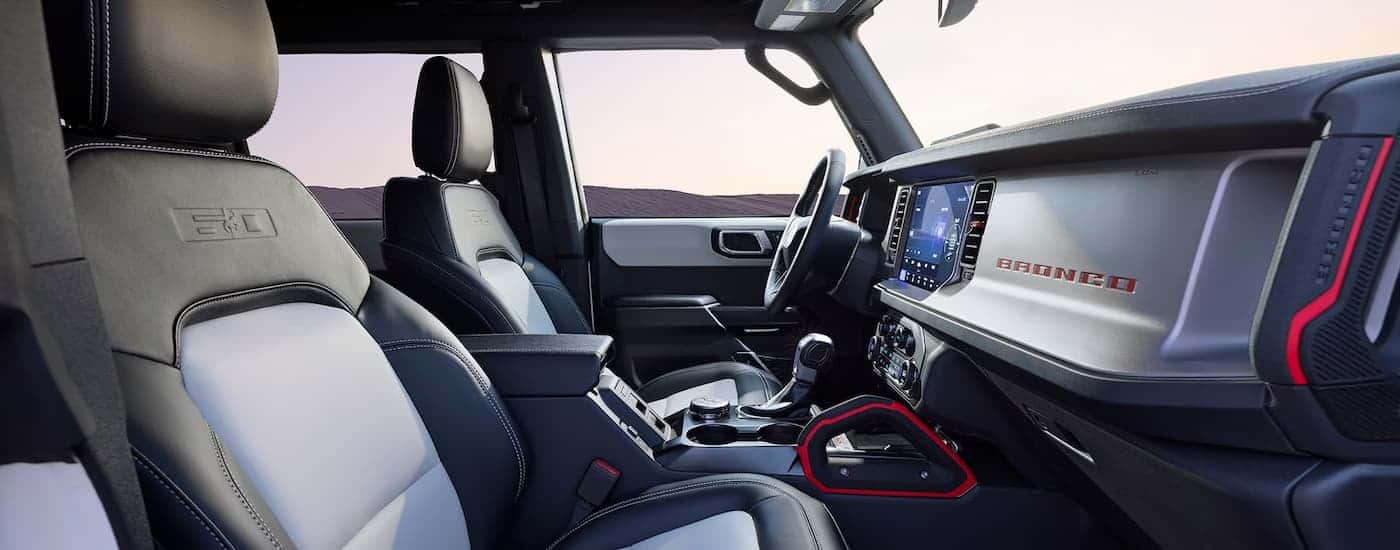 Front seats and center console in a 2026 Ford Bronco