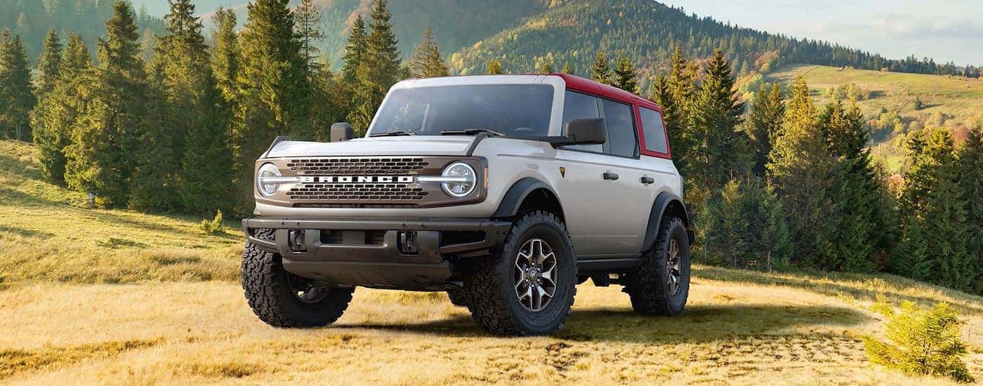 A white 2026 Ford Bronco parked off-road