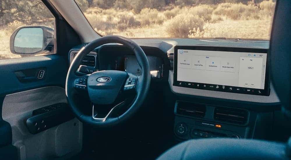 Black and gray dash in a 2026 Ford Maverick.