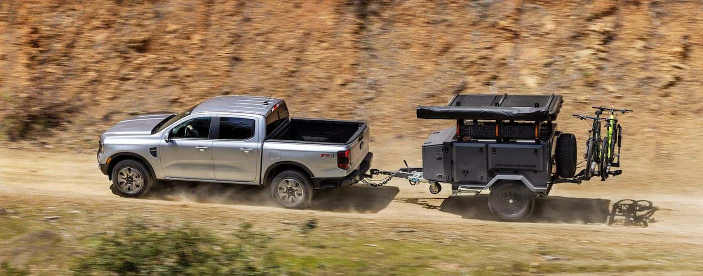 A silver 2025 Ford Ranger from the side.