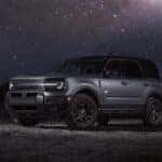 Grey 2026 Ford Bronco Sport Big Bend under the night sky