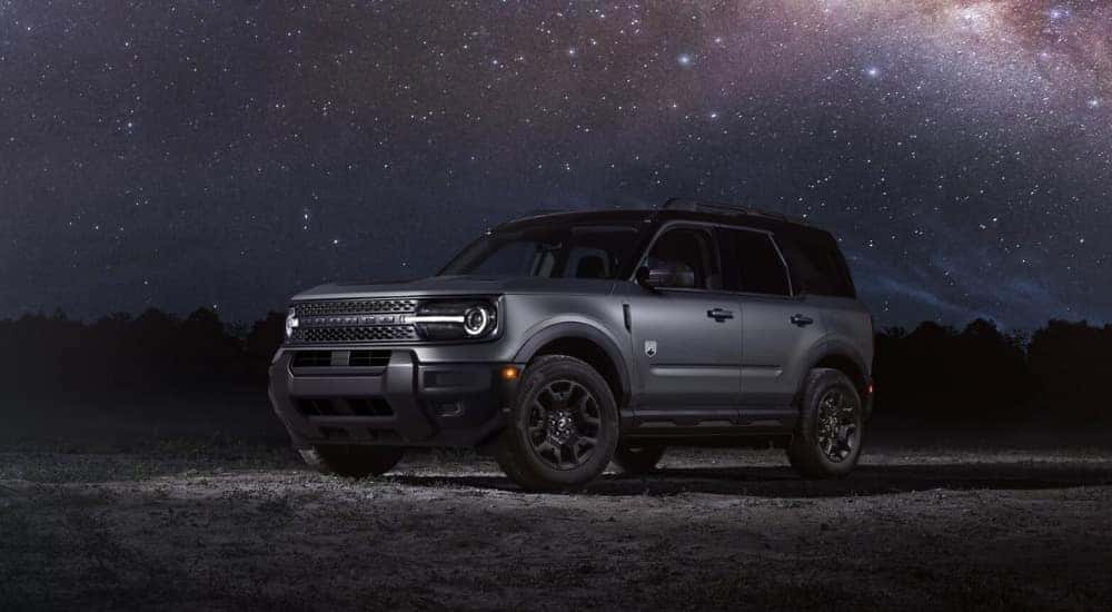 Grey 2026 Ford Bronco Sport Big Bend under the night sky