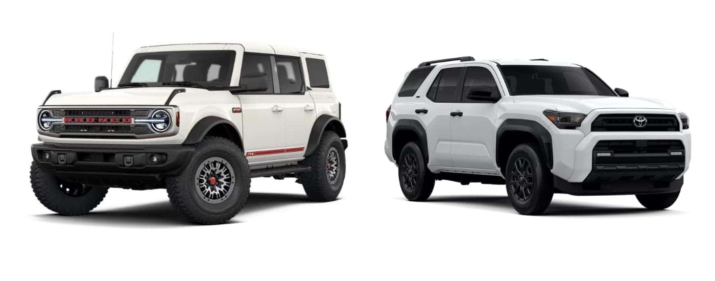 White 2026 Ford Bronco vs white 2026 Toyota 4Runner
