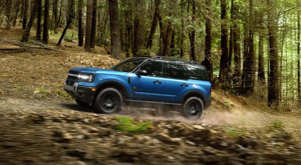 Blue 2026 Ford Bronco Sport off-roading