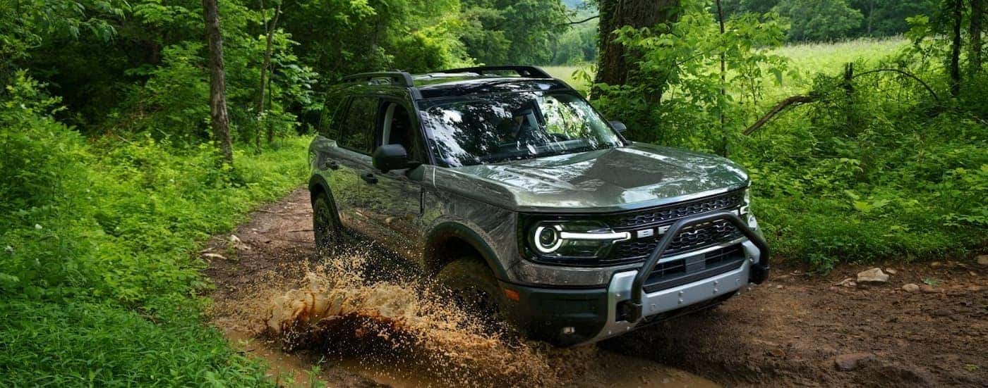 A silver 2026 Ford Bronco Sport off-roading.