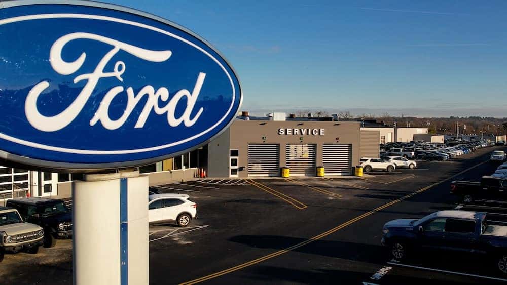 Ford logo in front of DePaula Service Department